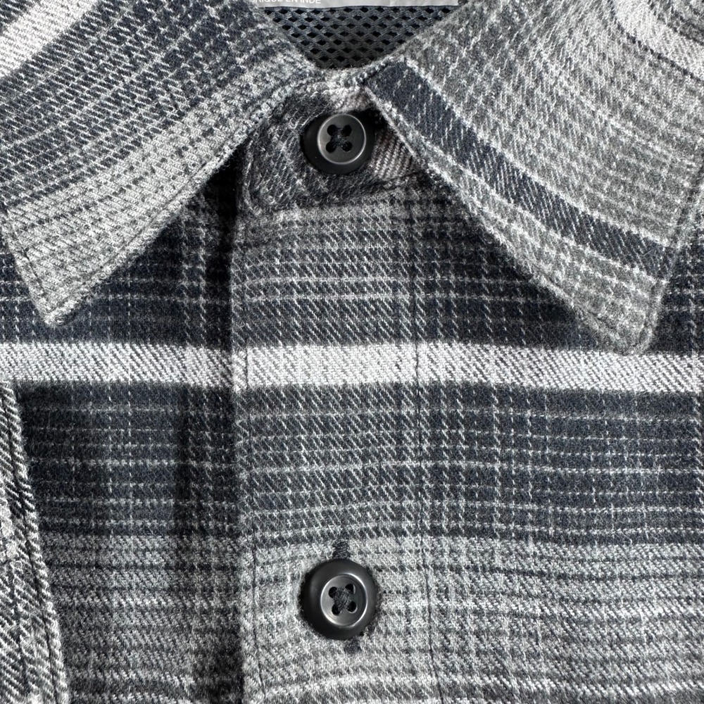 Columbia Button Down Mens M Medium Grey Plaid Omni-Wick Long Sleeve Hiking Shirt - Picture 5 of 16